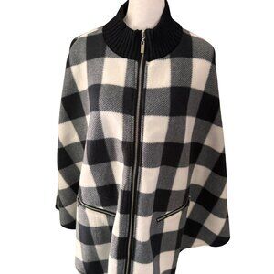 Le Moda Black and White Buttalo Check Zip Up Kimono